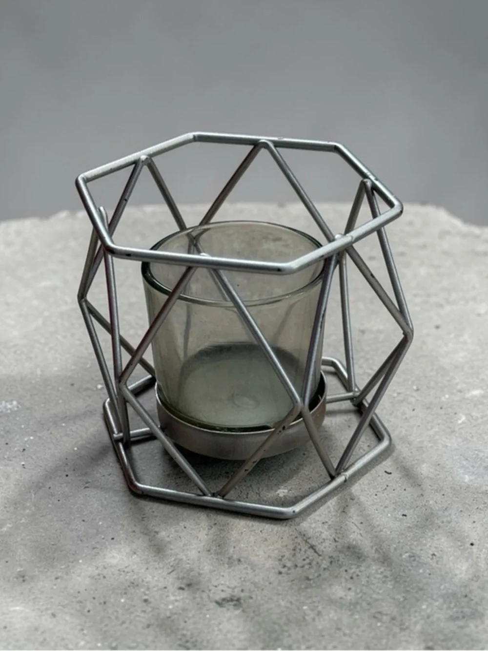 🫶🏻 Geometric Metal Votive Candle Holder in Silver